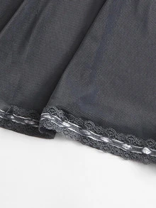 Contrast Lace Slips Set - Dark Grey - View 5