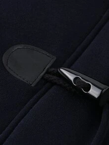 Horn Buckle Dual Pocket Coat - Navy Blue - View 4