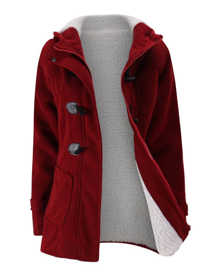 

Horn Buckle Dual Pocket Coat, Red