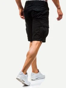 Manfinity Men Pocket Decoration Plain Shorts - Black - View 2