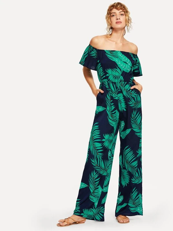 palm tree print jumpsuit
