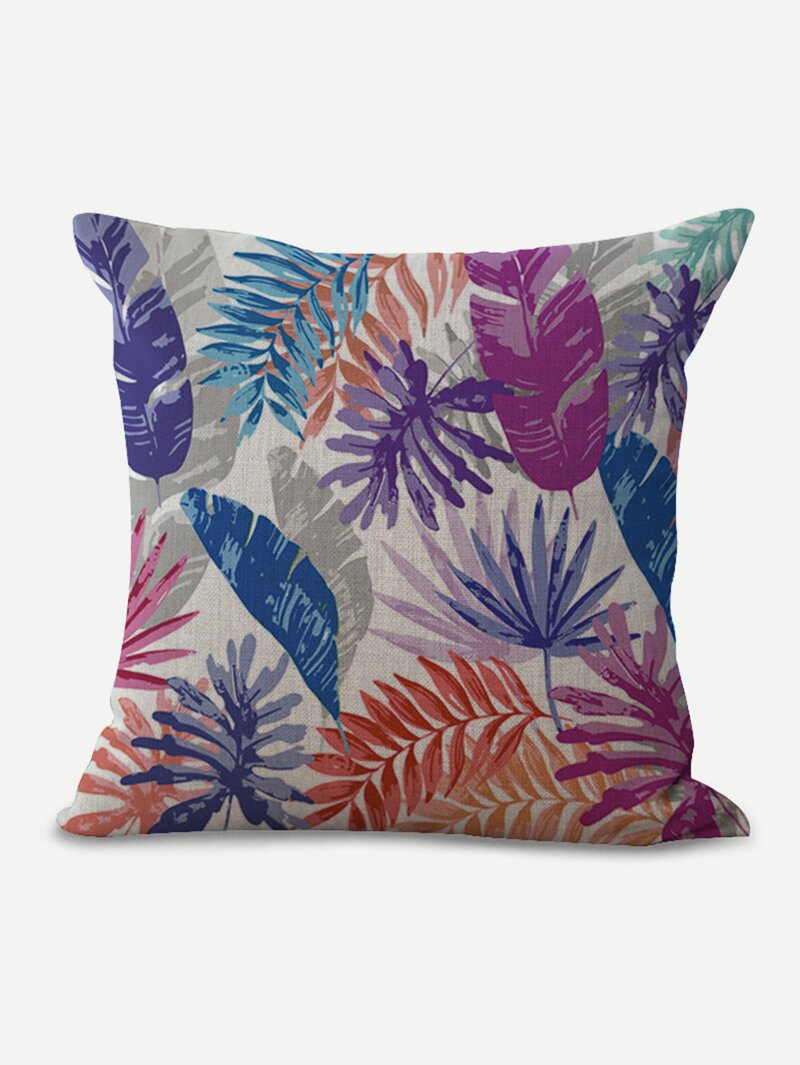 

Leaf Print Pillowcase, Multicolor