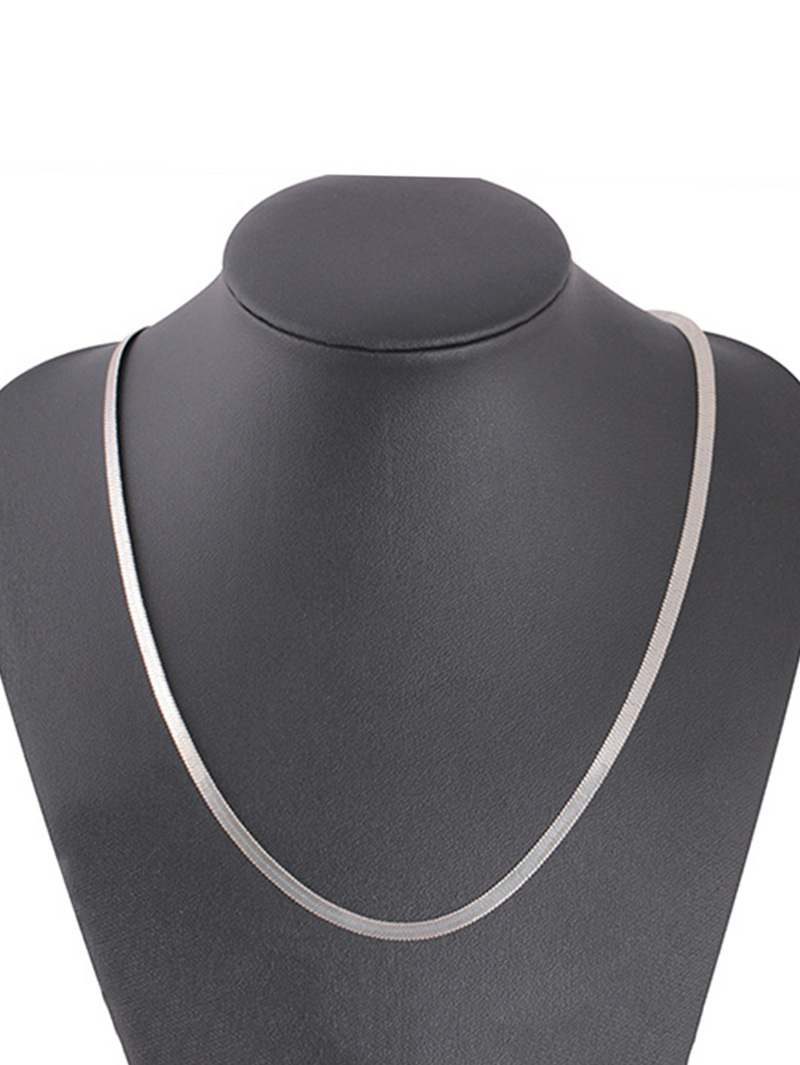 

Men Plain Metal Necklace, Silver