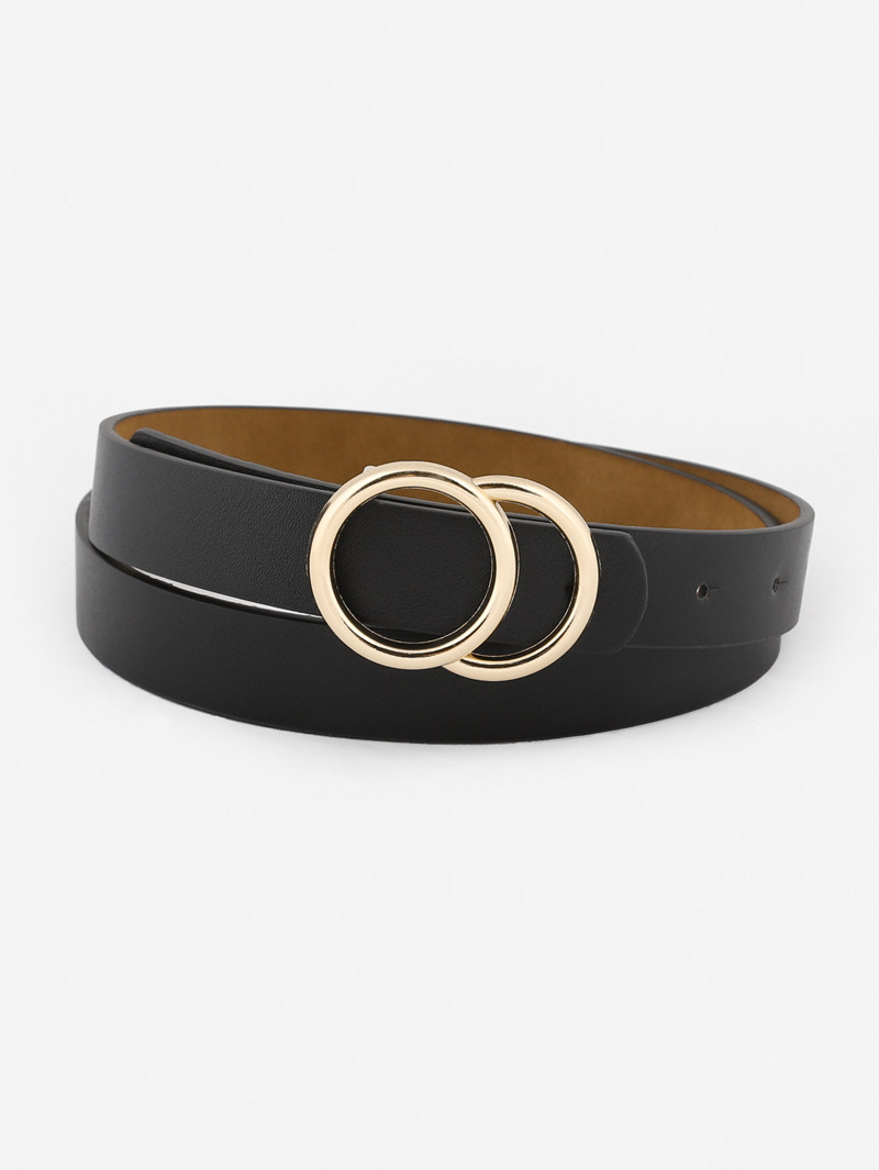 

Metal Ring Buckle Belt, Black