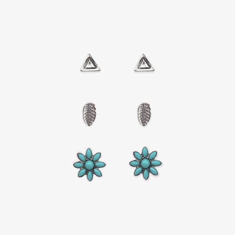 

Flower Shaped Stud Earrings 3pairs, Multicolor