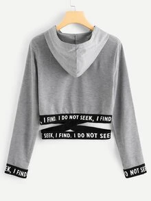 休閒字母灰色連帽T - 灰色 - 查看 2