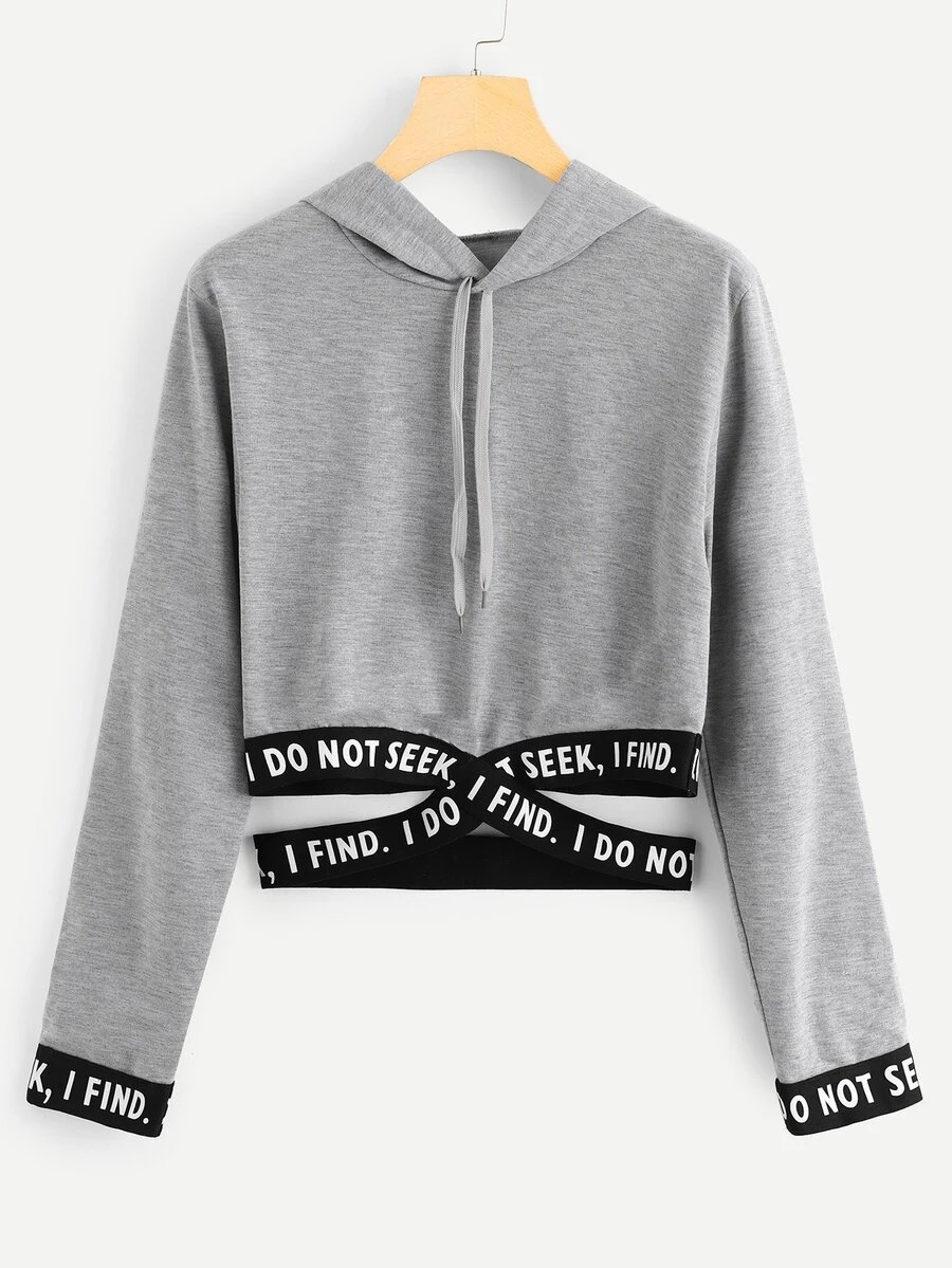 休閒字母灰色連帽T - 灰色 - 查看 1