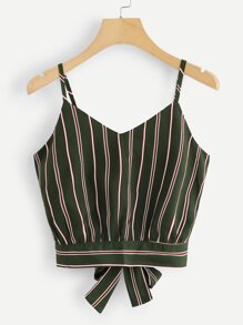 Striped Knot Back Cami Top