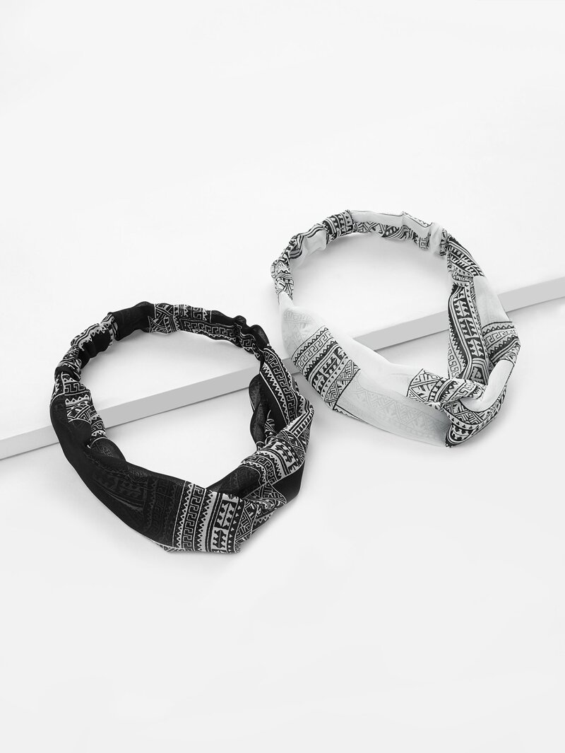 

Twist Design Headband 2pcs, Black and white