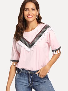 Ribbon Tassel Detail Tee