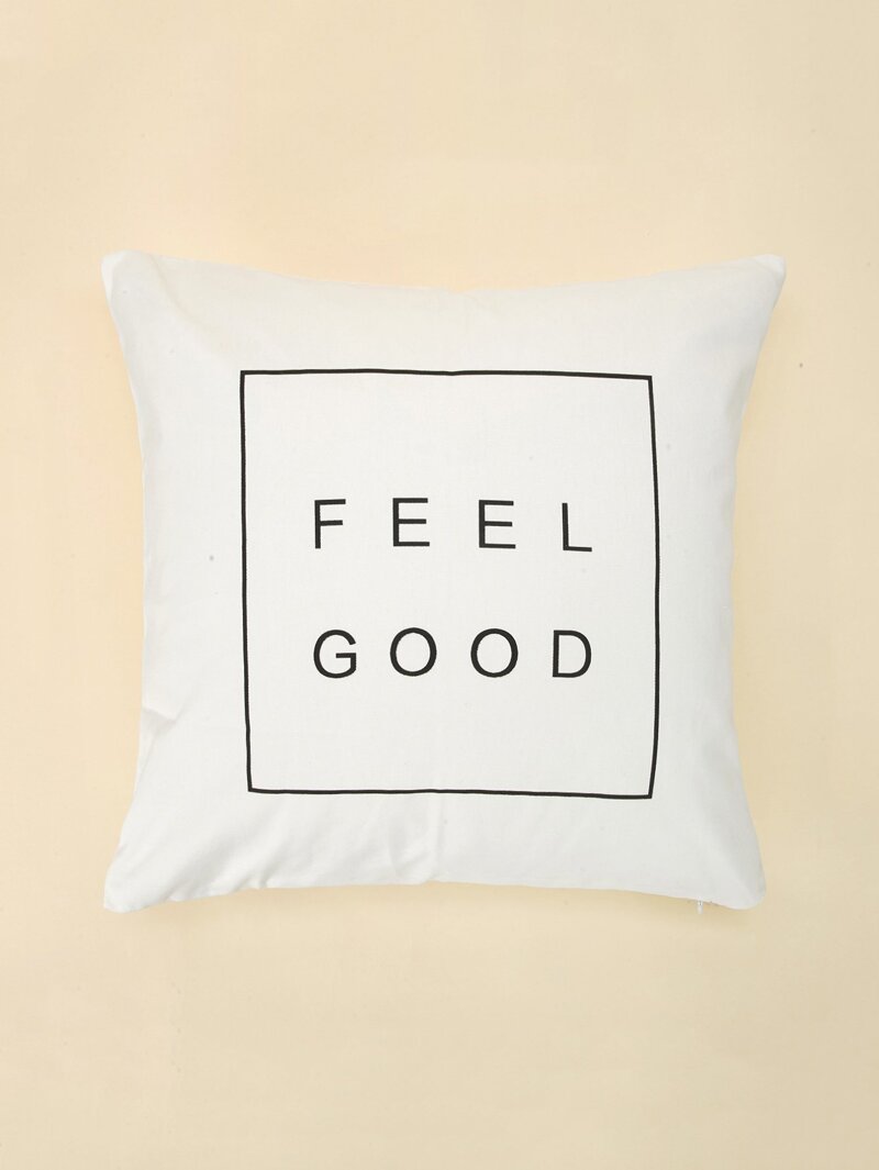 

Letter Print Pillowcase Cover 1PC, Black and white