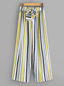 Self Tie Waist Striped Pants