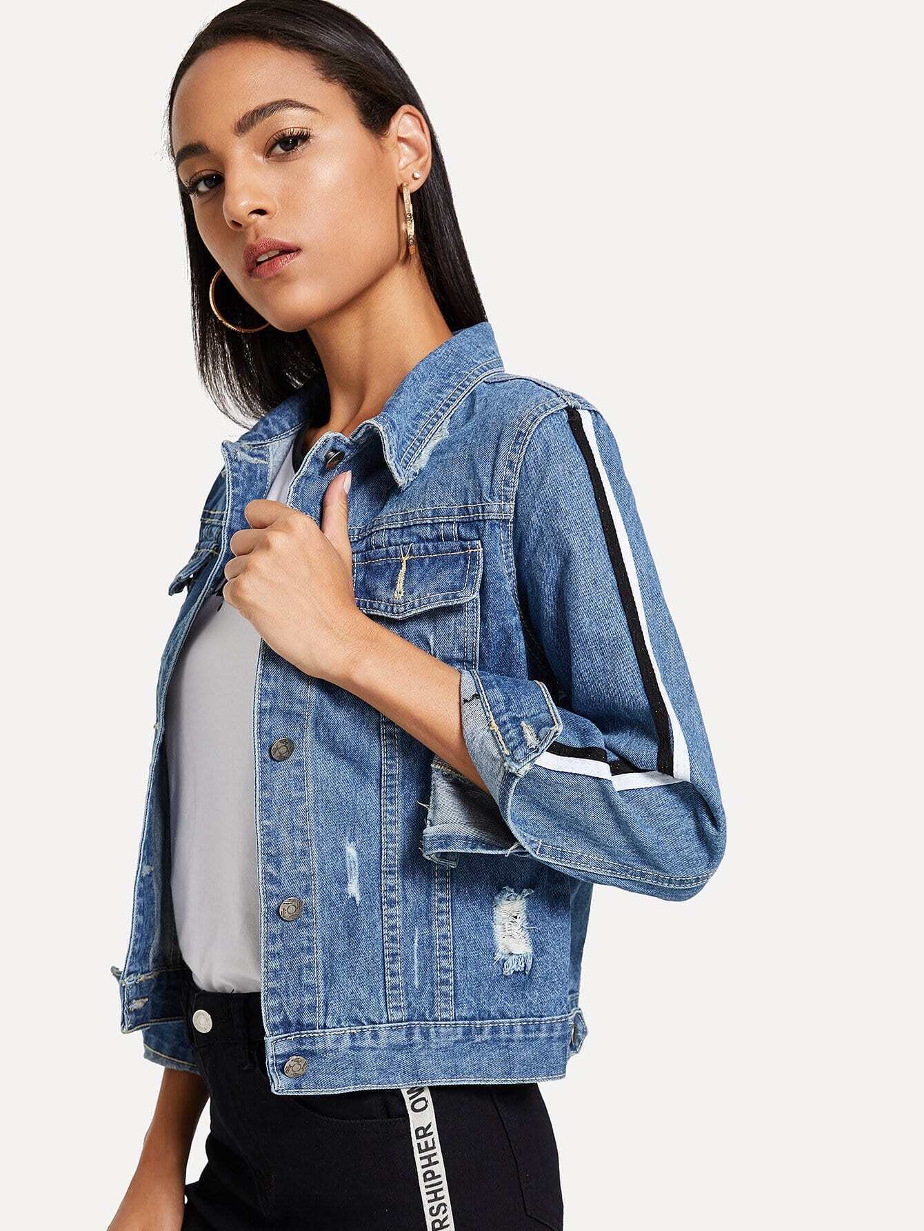 denim jacket with stripes
