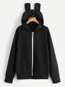 Plus Solid Hooded Coat