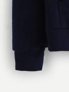 休閒撞色海軍藍連帽T - 藏蓝色 - 查看 3