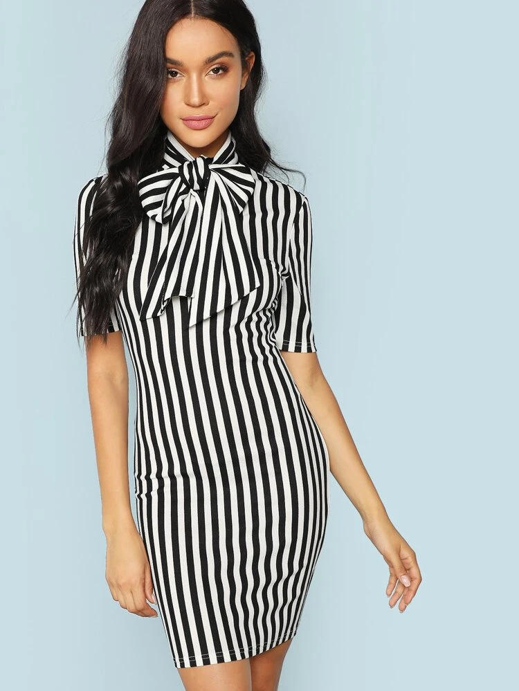 vertical striped bodycon dress