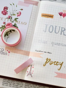 5入组/包月亮星星和紙膠帶套裝裝飾貼紙剪貼簿日記自粘遮蔽膠帶文具學校用品