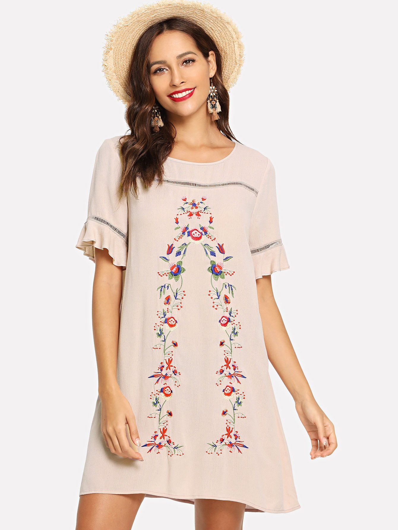 shein floral embroidered dress