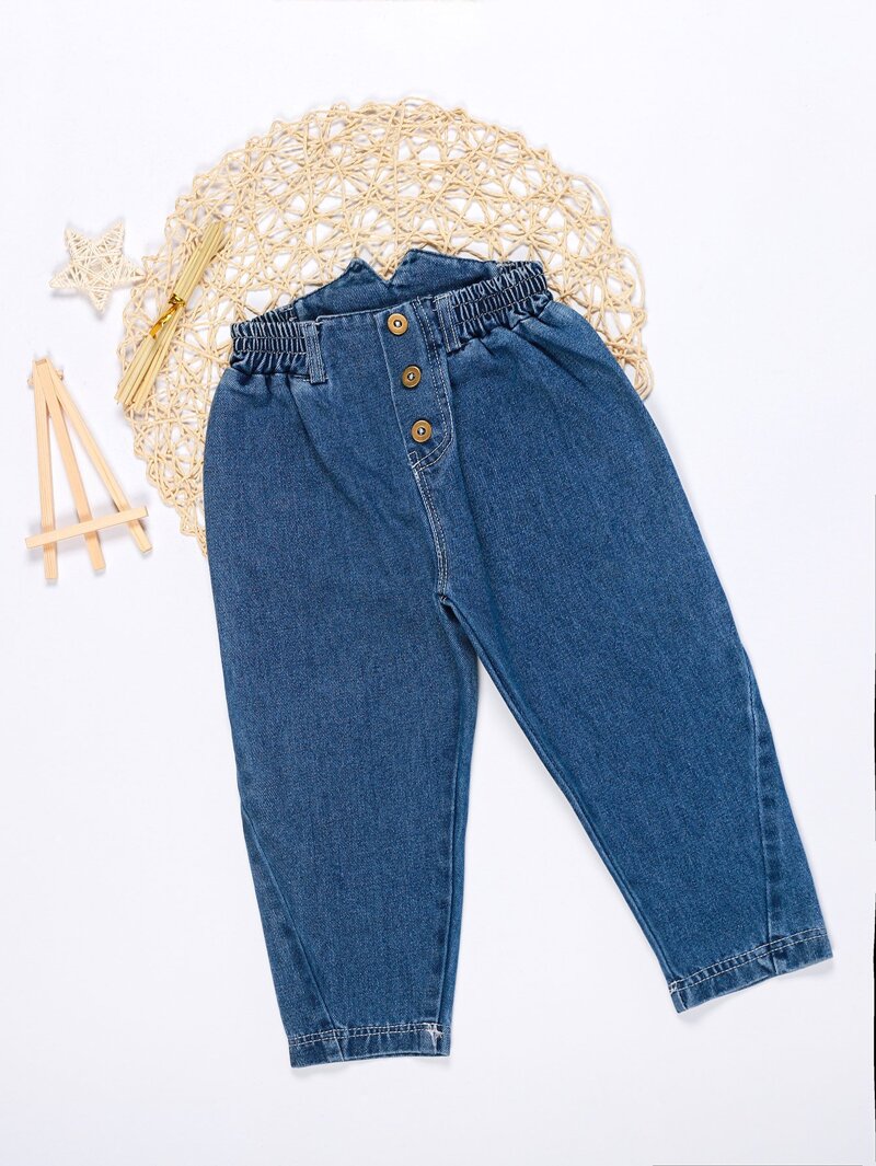 

Girls Button Detail Jeans, Blue