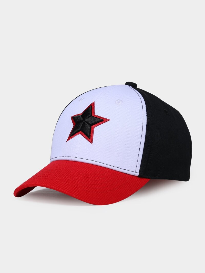 

Men Colorblock Embroidered Star Baseball Cap, Multicolor