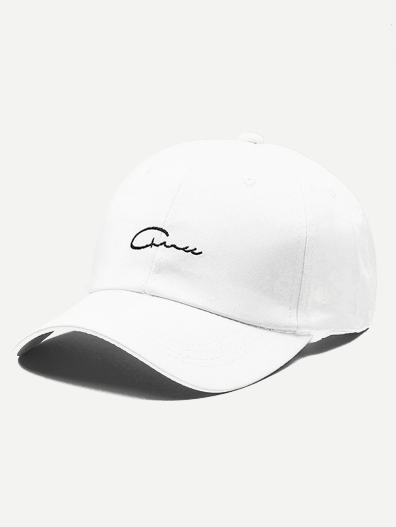 

Men Embroidered Letter Baseball Cap, White