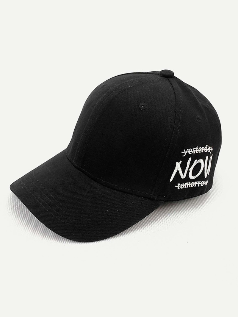 

Men Embroidered Letter Baseball Cap, Black