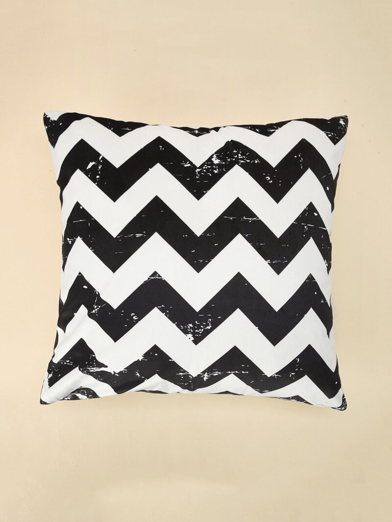 

Chevron Print Pillowcase Cover 1PC, Black and white