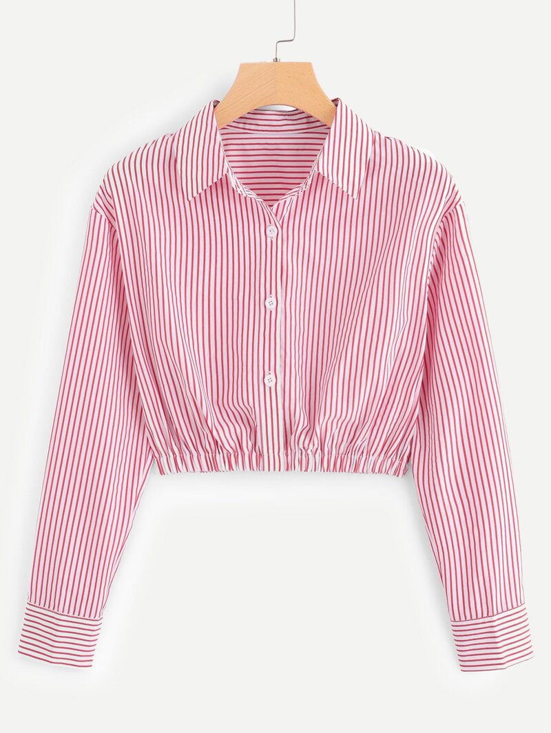 

Single Breasted Striped Blouse, Pink