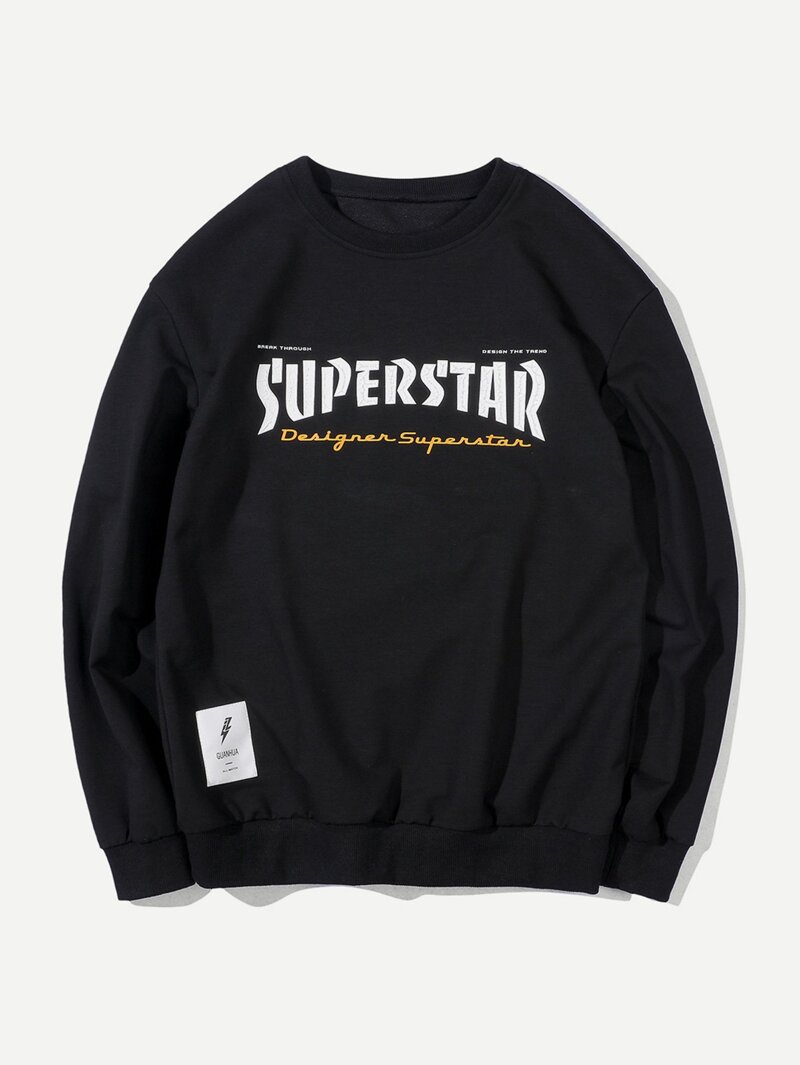 

Men Letter Print Sweatshirt, Black
