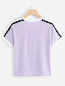 Round Neck Ringer Tee - Lilac Purple - View 2
