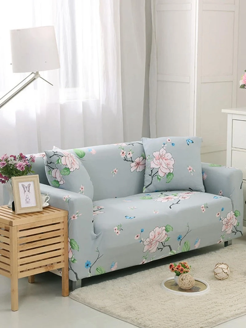 Flower Print Sofa Cover 1pc Romwe