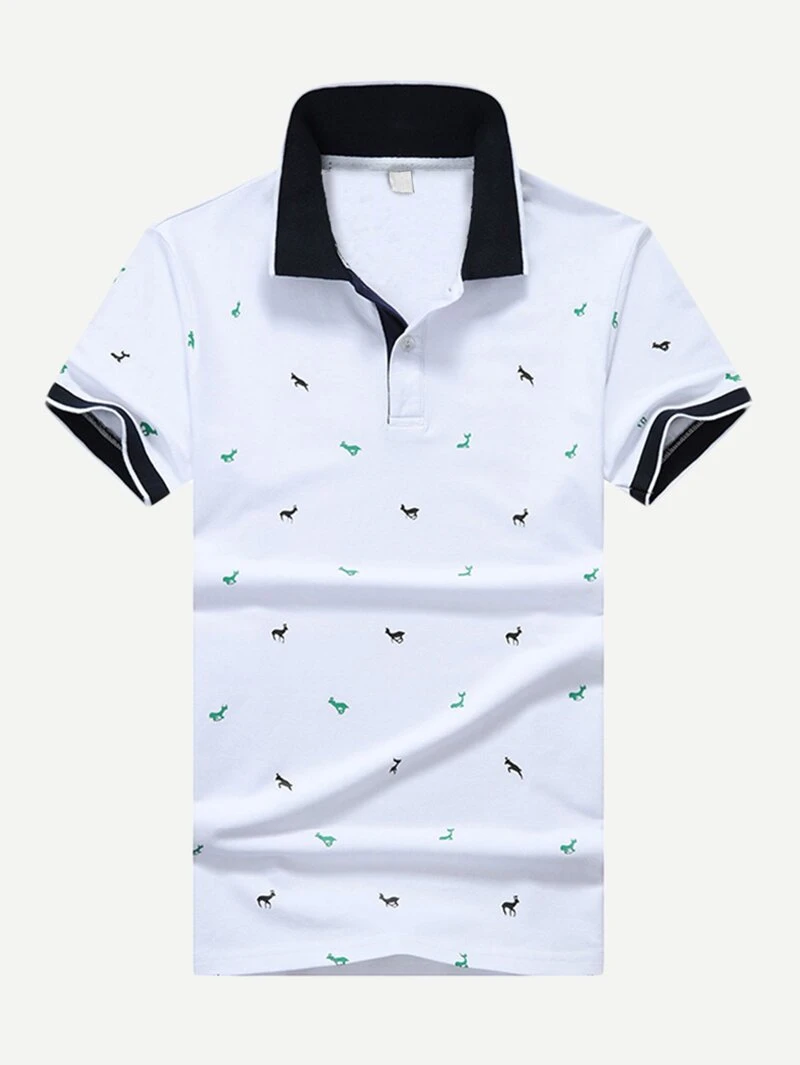 Sleeve Shirt Polo Animal Sleeve Men Short Print WSqPaRB