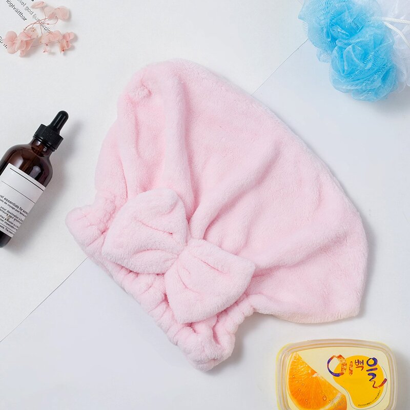 

Bow Decorated Hair Drying Cap, Pink