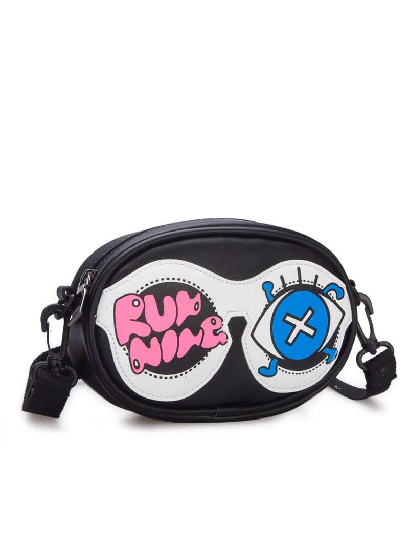 

Girls Graphic&Letter Print PU Bum Bag, Black