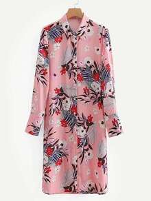 Botanical Print Shirt Dress
