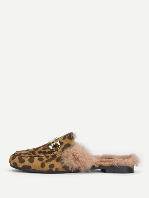 leopard loafer mule