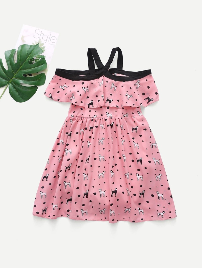 

Girls Animal Print Chiffon Dress, Pink