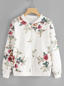 Floral Print Zip Front Jacket