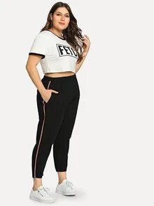 Pantalones con líneas laterales - Negro - Ver 2