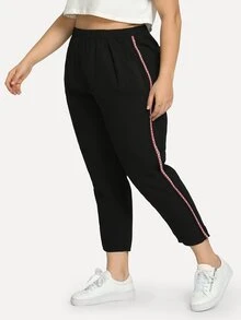 Pantalones con líneas laterales - Negro - Ver 1
