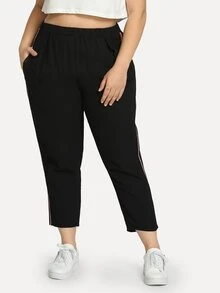 Pantalones con líneas laterales - Negro - Ver 4