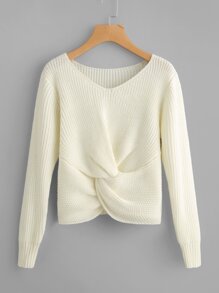 Plus Twist Front Solid Sweater