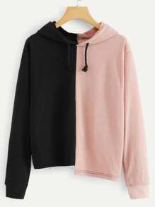 Drawstring Hooded Asymmetrical Sweatshirt