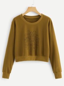 Abstract Figure Print Sweatshirt