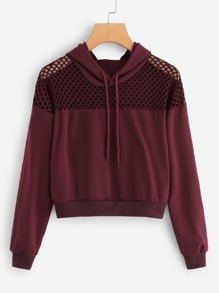 Cut Out Solid Hooded Sweatshirt