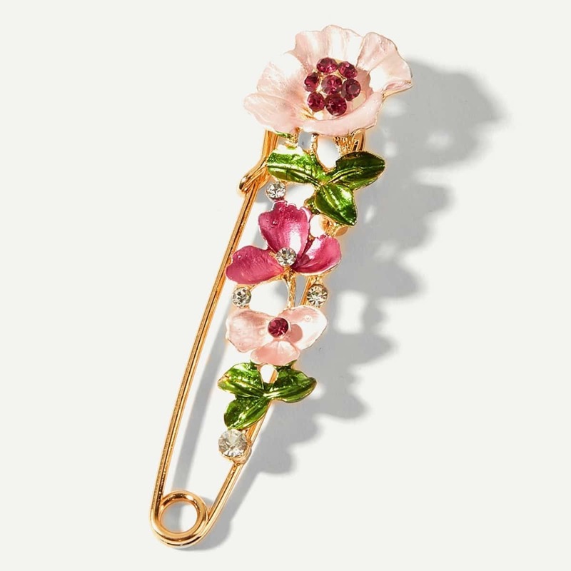 

Metal Flower Decorated Pin, Multicolor