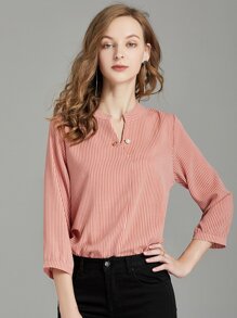 Striped Split Back Blouse