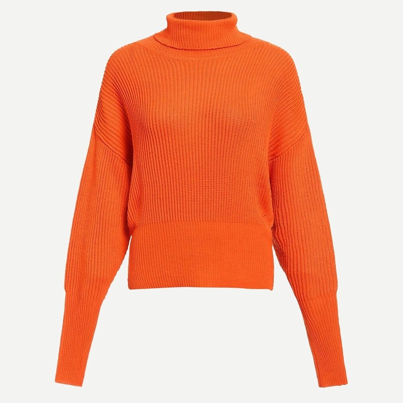 

Neon Orange High Neck Gigot Sleeve Jumper