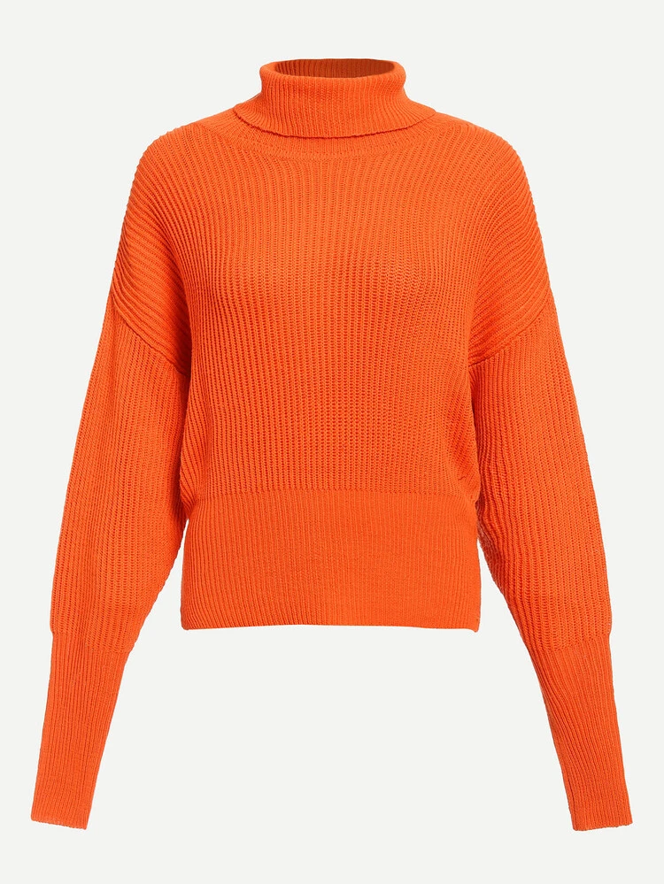 Neon Orange High Neck Gigot Sleeve 