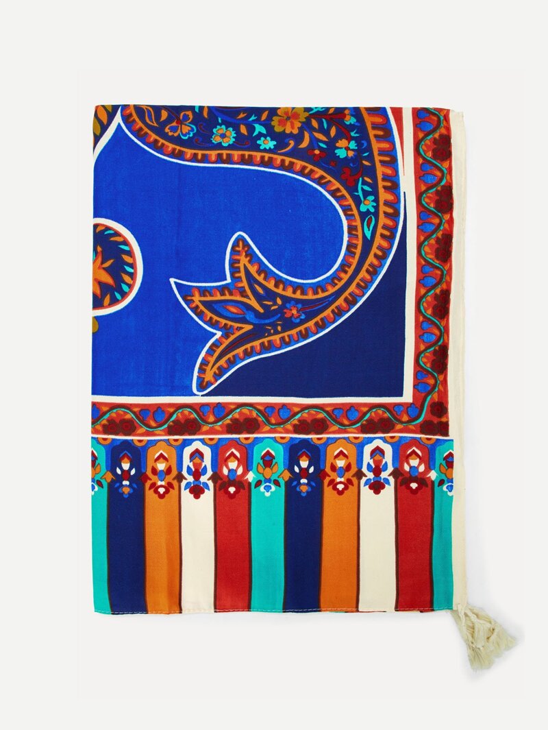 

Tassel Detail Mixed Print Scarf, Multicolor